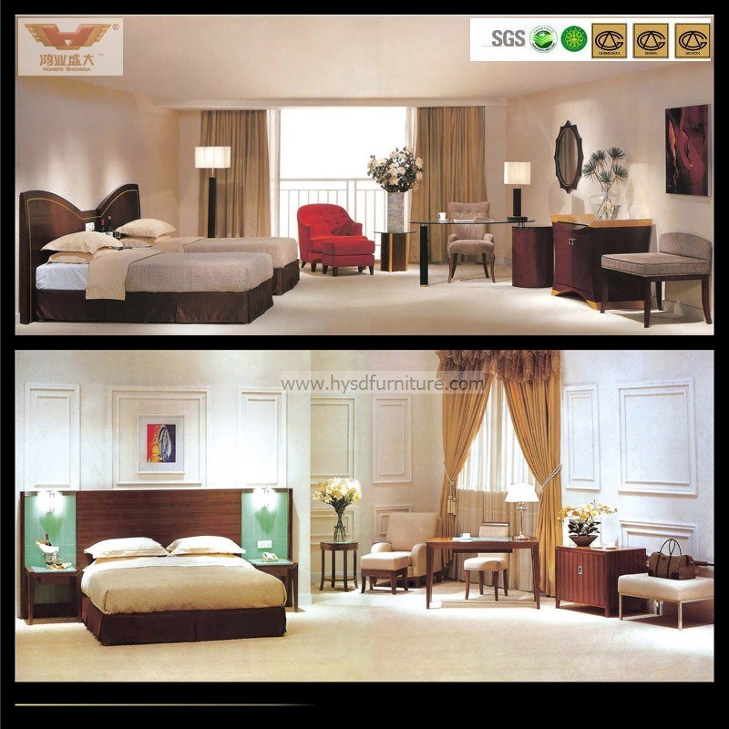 Ensemble de chambre &agrave; coucher de meubles de chambre &agrave; coucher d'h&ocirc;tel en bois personnalis&eacute; moderne (HY-027)